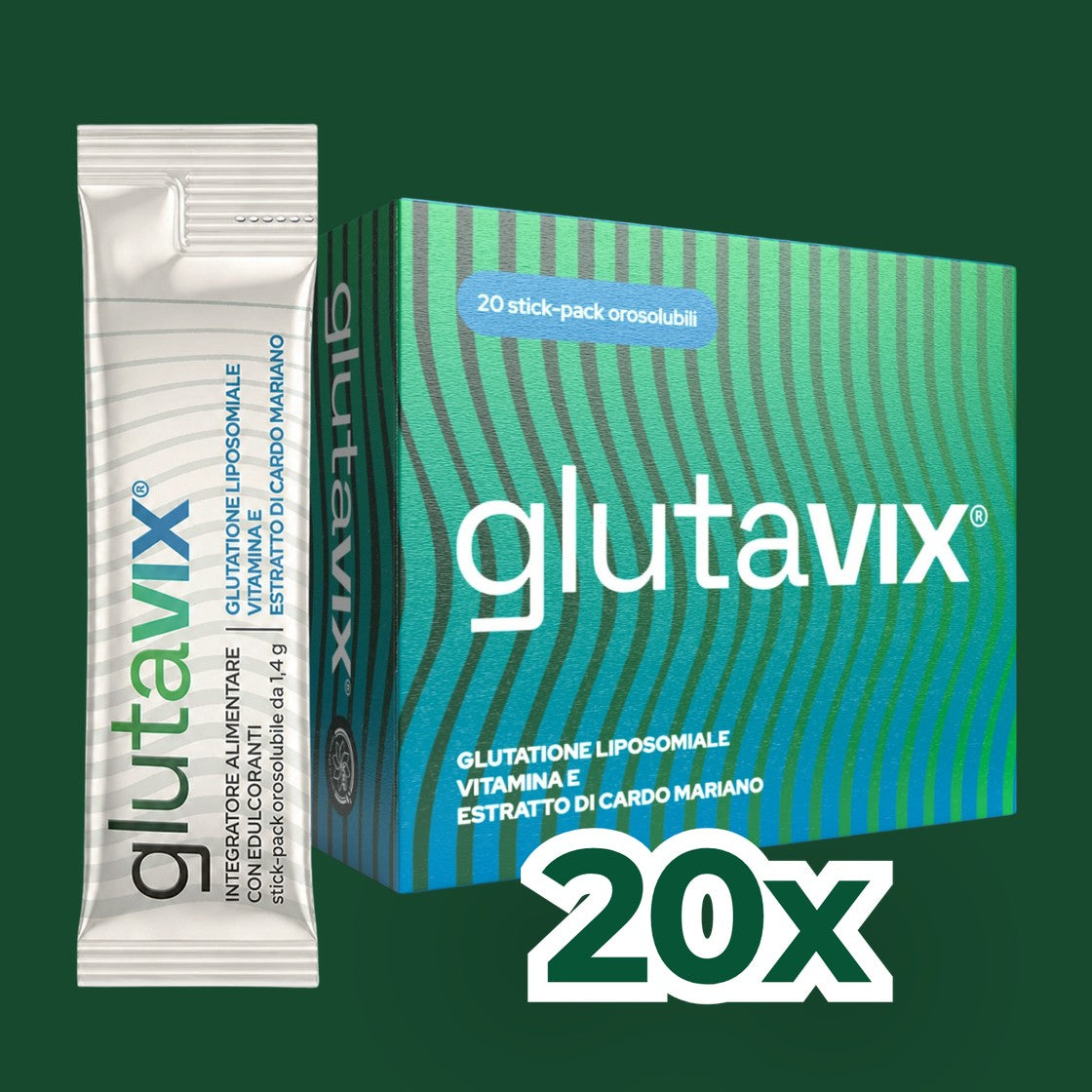 Confezione Glutavix da 20 stick-pack orosolubili